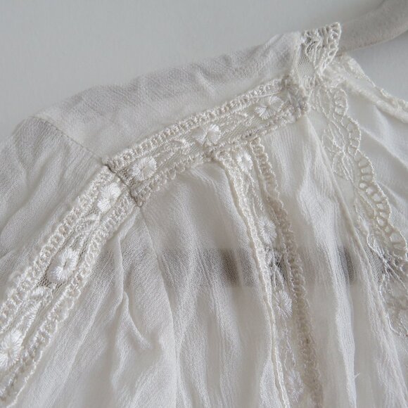 VINTAGE BUFFALO DAVID BITTON Sheer Lace Button Front Top White Y2K Fairy Size M - Picture 5 of 16